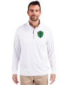 Seattle Sounders FC Cutter & Buck Adapt Eco Knit Stretch Recycled Mens Quarter Zip Pullover White Front Thumbnail Image