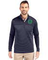 Seattle Sounders FC Cutter & Buck Traverse Stretch Eco Stripe Quarter Zip Mens Big and Tall Pullover Liberty Navy Front Thumbnail Image
