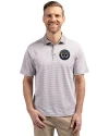 Philadelphia Union Cutter & Buck Virtue Eco Pique Micro Stripe Recycled Mens Polo Polished/White Front Thumbnail Image