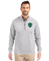 Seattle Sounders FC Cutter & Buck Adapt Eco Knit Heather Mens Big & Tall Quarter Zip Pullover Polished Heather Front Thumbnail Image