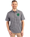 Seattle Sounders FC Cutter & Buck Forge Eco Heather Stripe Stretch Recycled Mens Polo Black Heather Front Thumbnail Image