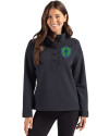 Seattle Sounders FC Cutter & Buck Hunts Point Eco Textured Fleece Recycled Womens Snap Pullover Black Front Thumbnail Image