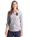 LAFC Cutter & Buck Stretch Oxford Stripe Womens Long Sleeve Dress Shirt Charcoal Front Thumbnail Image