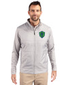 Seattle Sounders FC Cutter & Buck Stealth Hybrid Quilted Mens Full Zip Windbreaker Jacket Polished Medium Gray Front Thumbnail Image