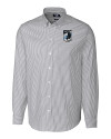 Minnesota United FC Cutter & Buck Stretch Oxford Stripe Mens Long Sleeve Dress Shirt Charcoal Mannequin Thumbnail Image