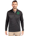 Seattle Sounders FC Cutter & Buck Traverse Stretch Eco Stripe Quarter Zip Mens Pullover Black Front Thumbnail Image