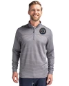 Philadelphia Union Cutter & Buck Traverse Stretch Eco Stripe Quarter Zip Mens Pullover Elemental Grey Front Thumbnail Image