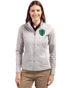 Seattle Sounders FC Cutter & Buck Stealth Hybrid Quilted Womens Full Zip Windbreaker Jacket Polished Medium Gray Front Thumbnail Image