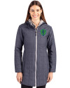 Seattle Sounders FC Cutter & Buck Rainier PrimaLoft®  Womens Eco Insulated Hooded Long Coat Anthracite Melange Front Thumbnail Image