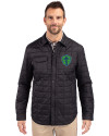 Seattle Sounders FC Cutter & Buck Rainier PrimaLoft® Mens Eco Insulated Quilted Shirt Jacket Black Front Thumbnail Image