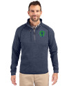 Seattle Sounders FC Cutter & Buck Mainsail Sweater-Knit Mens Half Zip Pullover Jacket Liberty Navy Heather Front Thumbnail Image