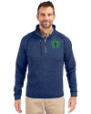 Seattle Sounders FC Cutter & Buck Mainsail Sweater-Knit Mens Half Zip Pullover Jacket Tour Blue Heather Front Thumbnail Image