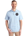 Philadelphia Union Cutter & Buck Virtue Eco Pique Stripe Recycled Mens Big and Tall Polo Atlas Light Blue Front Thumbnail Image