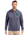 Seattle Sounders FC Cutter & Buck Adapt Eco Knit Heather Mens Quarter Zip Pullover Navy Blue Heather Front Thumbnail Image