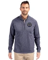 Philadelphia Union Cutter & Buck Adapt Eco Knit Heather Mens Quarter Zip Pullover Navy Blue Heather Front Thumbnail Image