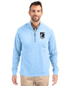 Minnesota United FC Cutter & Buck Adapt Eco Knit Heather Mens Quarter Zip Pullover Atlas Heather Front Thumbnail Image