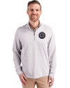Philadelphia Union Cutter & Buck Virtue Eco Pique Micro Stripe Recycled Mens Quarter Zip Polished/White Front Thumbnail Image