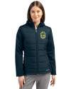 Nashville SC Cutter & Buck Evoke Hybrid Softshell Recycled Full Zip Womens Hooded Jacket Navy Blue Front Thumbnail Image