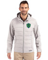 Seattle Sounders FC Cutter & Buck Evoke Hybrid Softshell Recycled Full Zip Mens Hooded Jacket CONCRETE Front Thumbnail Image