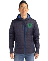 View image 7: Seattle Sounders FC Cutter & Buck Rainier Recycled Insulated Puffer Mens Full Zip Hooded Jacket Dark Navy Front