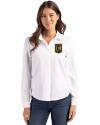LAFC Cutter & Buck Advantage Tri-Blend Eco Soft Pique Long Sleeve Knitted Womens Button Up White Front Thumbnail Image