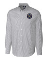 Philadelphia Union Cutter & Buck Stretch Oxford Stripe Mens Big and Tall Long Sleeve Dress Shirt Charcoal Mannequin Thumbnail Image