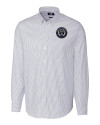 Philadelphia Union Cutter & Buck Stretch Oxford Stripe Mens Big and Tall Long Sleeve Dress Shirt Light Blue Mannequin Thumbnail Image