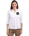 Philadelphia Union Cutter & Buck Virtue Eco Pique Recycled Half Zip Pullover Womens Hoodie White Front Thumbnail Image