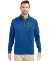 View image 13: Seattle Sounders FC Cutter & Buck Adapt Recycled Soft Knit Stretch  Mens Big & Tall Quarter Zip Pullover Tour Blue Front