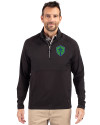 Seattle Sounders FC Cutter & Buck Adapt Eco Knit Hybrid Recycled Mens Quarter Zip Black Front Thumbnail Image