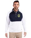 Nashville SC Cutter & Buck Adapt Eco Knit Hybrid Recycled Mens Quarter Zip White/Navy Blue Front Thumbnail Image