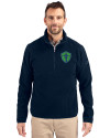 Seattle Sounders FC Cutter & Buck Cascade Eco Sherpa Fleece Mens Big & Tall Quarter Zip Jacket Navy Blue Front Thumbnail Image