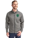 Seattle Sounders FC Cutter & Buck Adapt Eco Knit Hybrid Recycled Mens Big & Tall Full Zip Jacket Elemental Grey Front Thumbnail Image