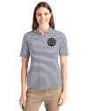 Philadelphia Union Cutter & Buck Virtue Eco Pique Stripe Recycled Womens Top Navy Blue Front Thumbnail Image