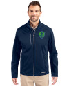 Seattle Sounders FC Cutter & Buck Evoke Softshell Recycled Full Zip Mens Jacket Navy Blue Front Thumbnail Image