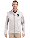 Minnesota United FC Cutter & Buck Evoke Softshell Recycled Full Zip Mens Jacket CONCRETE Front Thumbnail Image