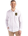 LAFC Cutter & Buck Advantage Tri-Blend Eco Soft Pique Long Sleeve Knitted Mens Button Up White Front Thumbnail Image