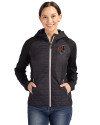 Texas Tech Red Raiders College Vault- Cutter & Buck Rainier Primaloft Womens Eco Full Zip Hybrid Jacket Black Front Thumbnail Image