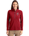 Ohio State Buckeyes College Football Playoff 2025 Rose Bowl Champions Cutter & Buck Adapt Eco Knit Stretch Recycled Womens Half Zip Pullover Cardinal Red Front Thumbnail Image