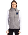 San Jose Earthquakes Cutter & Buck Mainsail Sweater Knit Womens Asymmetrical Vest Polished Heather Front Thumbnail Image