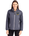 LA Galaxy Cutter & Buck Rainier PrimaLoft®  Womens Eco Insulated Full Zip Puffer Jacket Anthracite Melange Front Thumbnail Image