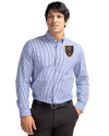 Real Salt Lake Cutter & Buck Easy Care Stretch Gingham Mens Long Sleeve Dress Shirt Tour Blue Front Thumbnail Image