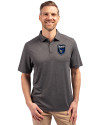 San Jose Earthquakes Cutter & Buck Forge Eco Stretch Recycled Mens Big & Tall Polo Dark Black Heather Front Thumbnail Image