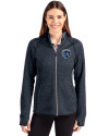 Sporting Kansas City Cutter & Buck Mainsail Full Zip Hooded Womens Jacket Liberty Navy Heather Front Thumbnail Image