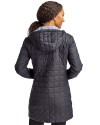 San Jose Earthquakes Cutter & Buck Rainier PrimaLoft®  Womens Eco Insulated Hooded Long Coat Black Back Thumbnail Image
