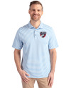 FC Dallas Cutter & Buck Virtue Eco Pique Stripe Recycled Mens Polo Atlas Light Blue Front Thumbnail Image