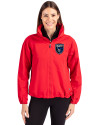 View image 7: San Jose Earthquakes Cutter & Buck Charter Recycled Packable Womens Full Zip Jacket Red Front