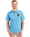 LA Galaxy Cutter & Buck Forge Eco Heather Stripe Stretch Recycled Mens Polo Digital Heather Front Thumbnail Image