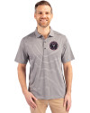 Inter Miami CF Cutter & Buck Forge Eco Heather Stripe Stretch Recycled Mens Polo Elemental Grey Heather Front Thumbnail Image