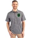 View image 1: Austin FC - Cutter & Buck Forge Recycled Heather Stripe Four-Way Stretch Mens Polo Black Heather Front